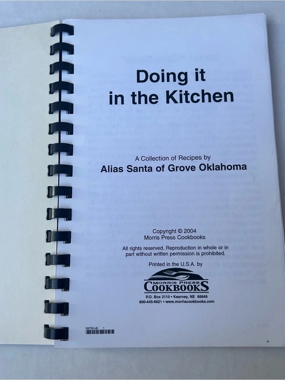 Doing It In The Kitchen Cookbook Alias Santa of Grove Oklahoma 2004 Funny